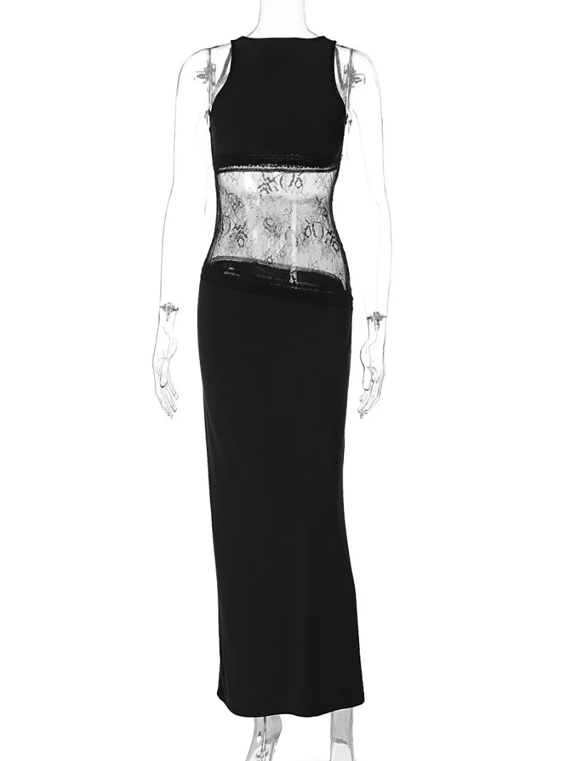 Lace Panel Maxi Dress