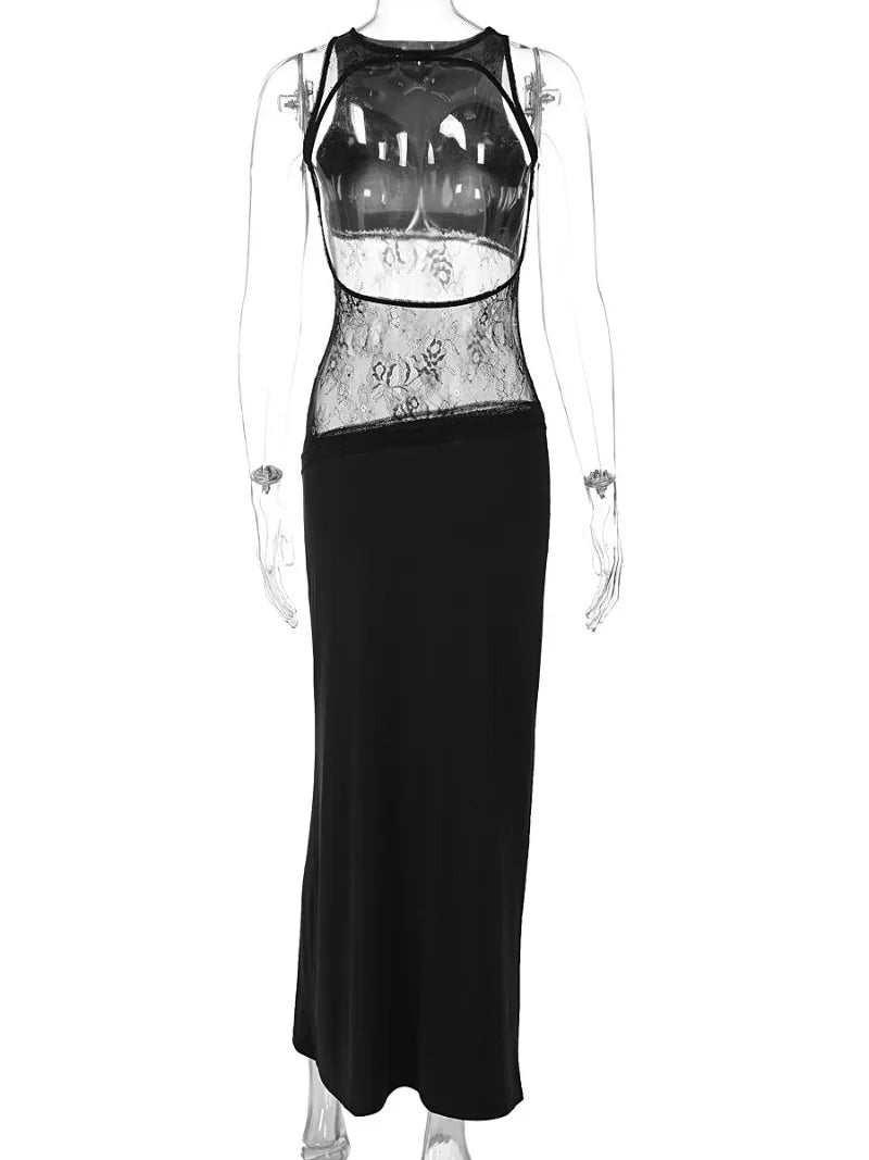 Lace Panel Maxi Dress
