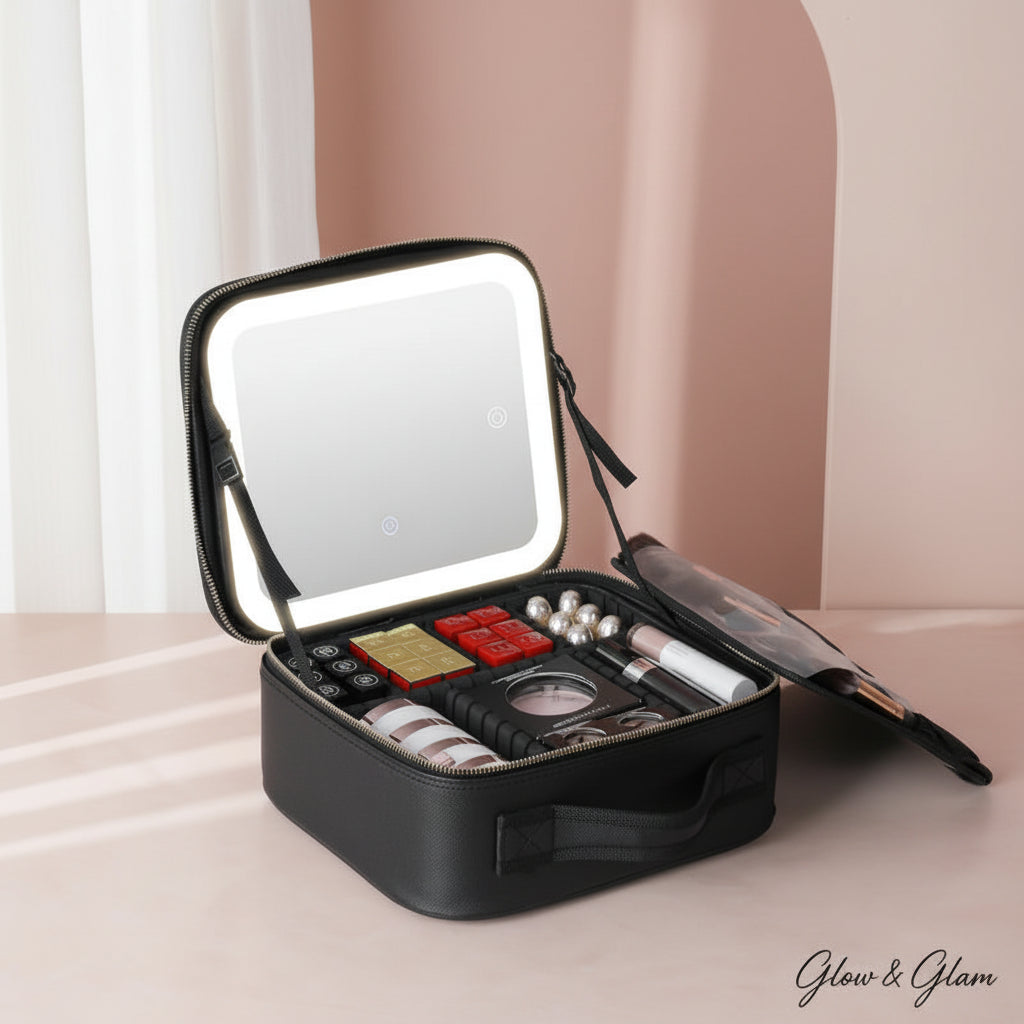 LED Mirror Travel Makeup Case