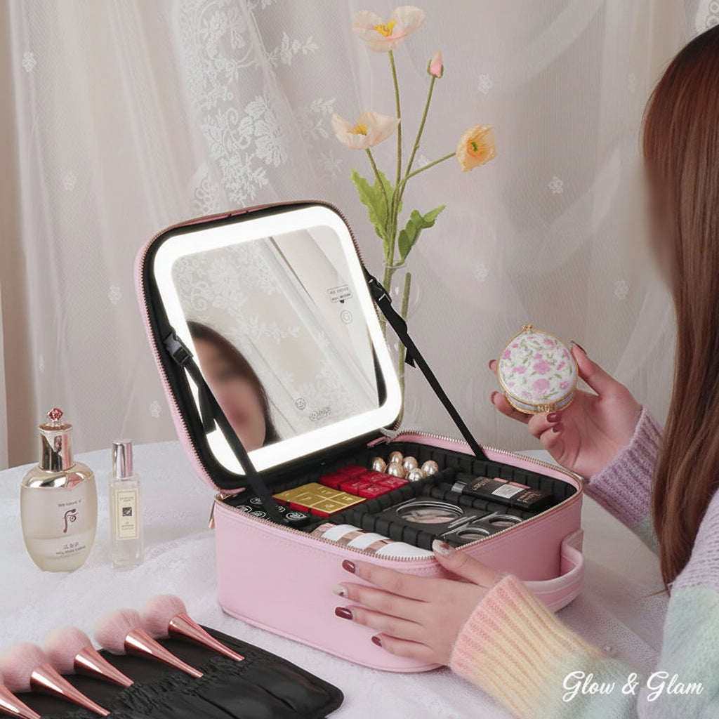 LED Mirror Travel Makeup Case