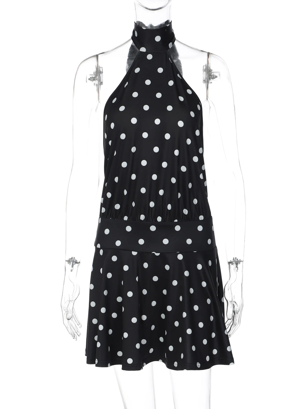 Polka Dot Halter Mini Dress